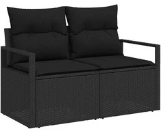 Sodo Sofų Rinkinys su pagalve 7 pcs Juoda