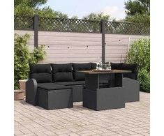 Sodo Sofų Rinkinys su pagalve 7 pcs Juoda
