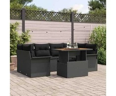 Sodo Sofų Rinkinys su pagalve 7 pcs Juoda