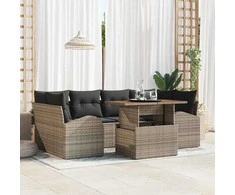 Sodo Sofų Rinkinys su pagalve 7 pcs Pilka
