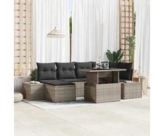 Sofa Sodo Sofų Rinkinys su pagalve 7 pcs Pilka