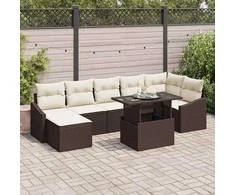 Sodo Sofų Rinkinys su pagalve 8 pcs Ruda ir grietinėlė