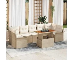 Sodo Sofų Rinkinys su pagalve 8 pcs smėlio ir kreminės spalvos