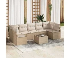 Sodo Sofų Rinkinys su pagalve 8 pcs Bežinė ir kreminė