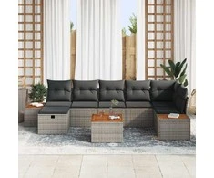 Sodo Sofų Rinkinys su pagalve 8 pcs Pilka Poli ratanas