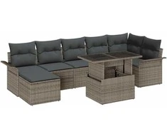 Sodo Sofų Rinkinys su pagalve 8 pcs Pilka Poli ratanas