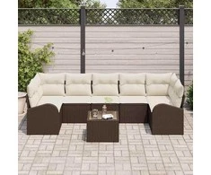 Sodo Sofų Rinkinys 8 pcs Ruda ir grietinėlė 289 x 124 x 69 cm