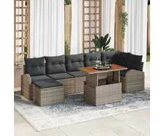 Sodo Sofų Rinkinys su pagalve 8 pcs Pilka
