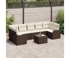 Sodo Sofų Rinkinys su pagalve 8 pcs Ruda ir grietinėlė