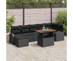 Sodo Sofų Rinkinys su pagalve 8 pcs Juoda