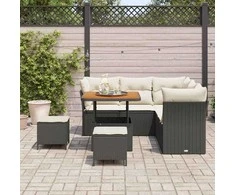 Sodo Sofų Rinkinys su pagalve 8 pcs Juoda ir kreminė