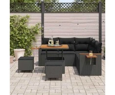 Sodo Sofų Rinkinys su pagalve 8 pcs Juoda