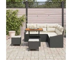 Sodo Sofų Rinkinys su pagalve 8 pcs Juoda Poli ratanas