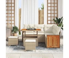 Sodo Sofų Rinkinys su pagalve 8 pcs Bežinė ir kreminė