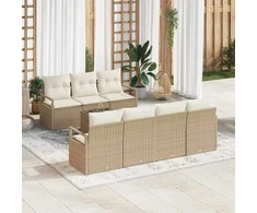 Sofa Sodo Sofų Rinkinys 8 pcs Bežinė ir kreminė poliratanas