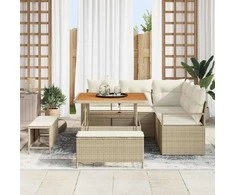 Sodo Sofų Rinkinys su pagalve 8 pcs Bežinė ir kreminė