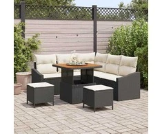 Sodo Sofų Rinkinys su pagalve 8 pcs Juoda Poli ratanas
