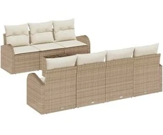 Sodo Sofų Rinkinys su pagalve 8 pcs Bežinė ir kreminė