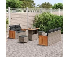 Sodo Sofų Rinkinys su pagalve 8 pcs Pilka