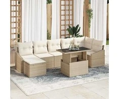 Sodo Sofų Rinkinys su pagalve 8 pcs Bežinė ir kreminė