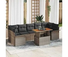 Sodo Sofų Rinkinys su pagalve 8 pcs Pilka