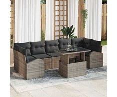 Sodo Sofų Rinkinys su pagalve 8 pcs Pilka Poli ratanas
