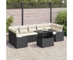Sodo Sofų Rinkinys su pagalve 8 pcs Juoda Poli ratanas