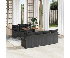 Sodo Sofų Rinkinys su pagalve 8 pcs Juoda