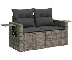 Sodo Sofų Rinkinys su pagalve 9 pcs Pilka poliratanas