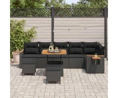 Sodo Sofų Rinkinys su pagalve 9 pcs Juoda