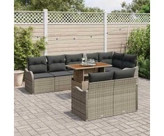 Sodo Sofų Rinkinys su pagalve 9 pcs Pilka