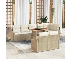 Sodo Sofų Rinkinys su pagalve 9 pcs Bežinė ir kreminė