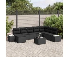 Sodo Sofų Rinkinys su pagalve 9 pcs poliratanas