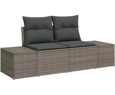 Sodo Sofų Rinkinys su pagalve 9 pcs Pilka Poli ratanas