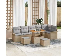 Sodo Sofų Rinkinys su pagalve 9 pcs Bežinė ir šviesiai pilka