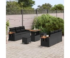 Sofa Sodo Sofų Rinkinys 9 vnt. 8-Vietų skaičius Juoda
