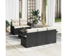 Sodo Sofų Rinkinys 6 pcs Juoda ir kreminė 55 x 55 x 37 cm
