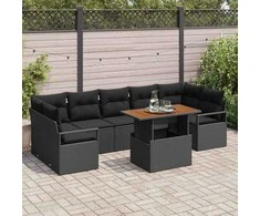 Sodo Sofų Rinkinys su pagalve 8 pcs Juoda ir Ruda