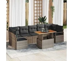 Sodo Sofų Rinkinys su pagalve 8 pcs Pilka ir ruda