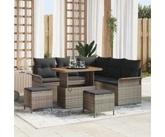 Sodo Sofų Rinkinys su pagalve su saugykla 8 pcs Pilka