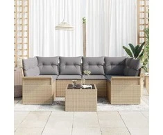 Sodo Sofų Rinkinys 7 pcs Bežinė ir pilka 55 x 55 x 37 cm