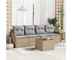 Sodo Sofų Rinkinys su pagalve su saugykla 5 pcs Bežinė ir pilka