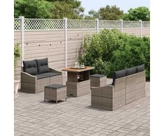 Sodo Sofų Rinkinys su pagalve su saugykla 8 pcs Pilka