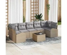 Sodo Sofų Rinkinys 8 pcs Bežinė ir pilka 289 x 124 x 69 cm
