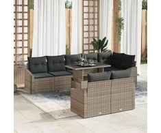 Sodo Sofų Rinkinys su pagalve su saugykla 9 pcs Pilka