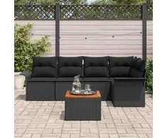 Sodo Sofų Rinkinys su saugykla 6 pcs Juoda poliratanas