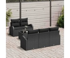 Sodo Sofų Rinkinys su saugykla 6 pcs Juoda poliratanas