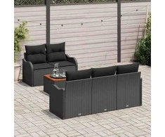 Sodo Sofų Rinkinys su saugykla 6 pcs Juoda poliratanas
