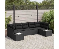 Sodo Sofų Rinkinys su saugykla 7 pcs Juoda Poli ratanas