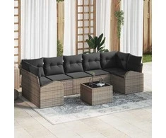 Sodo Sofų Rinkinys 8 pcs Pilka 289 x 124 x 69 cm poliratanas